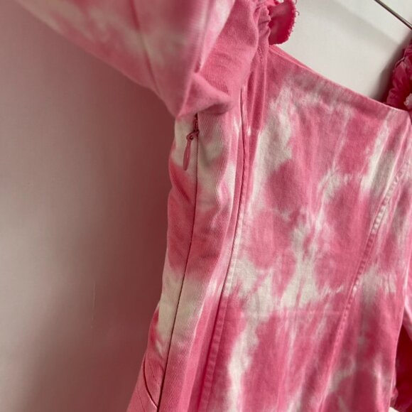 LoveShackFancy Pink Cotton Tie Dye Mini Shift Dress Size 00 - Picture 5 of 5